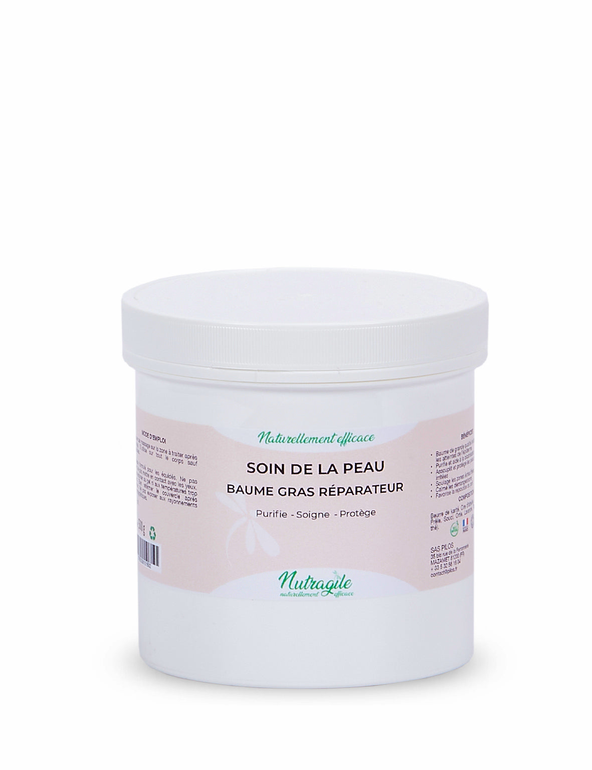 Baume Gras Réparateur Soin De La Peau NUTRAGILE 500g